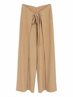 Zara Tie-Front Wide Leg Pants in Camel Beige